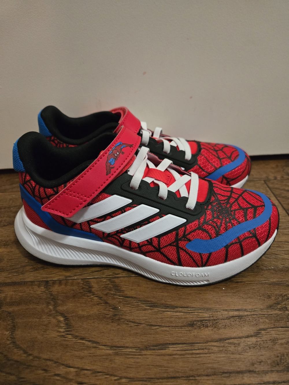 Kids Red Marvel Spider-Web Athletic Sneakers with Hook-and-Loop Strap 13K